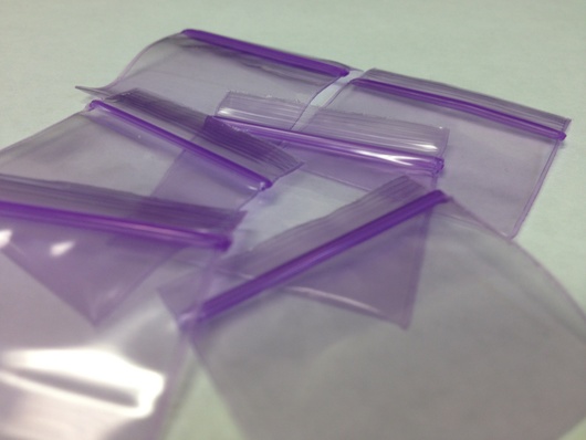1.25 x 1.25, 2 Mil Light Purple Tint Reclosable Bags