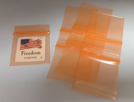 1.25 x 1.25, 2 Mil Orange Tint Reclosable Bags