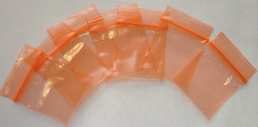 1.25 x 3/4, 2 Mil Orange Tint Reclosable Bags