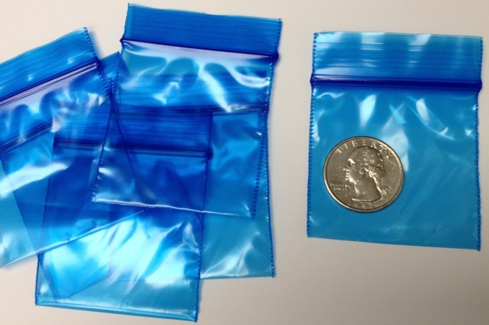 2 x 2, Blue Tint Reclosable Bags, 2020 Ziplock Baggies