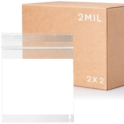 2 x 2, 2 Mil White Block Ziplock Bags