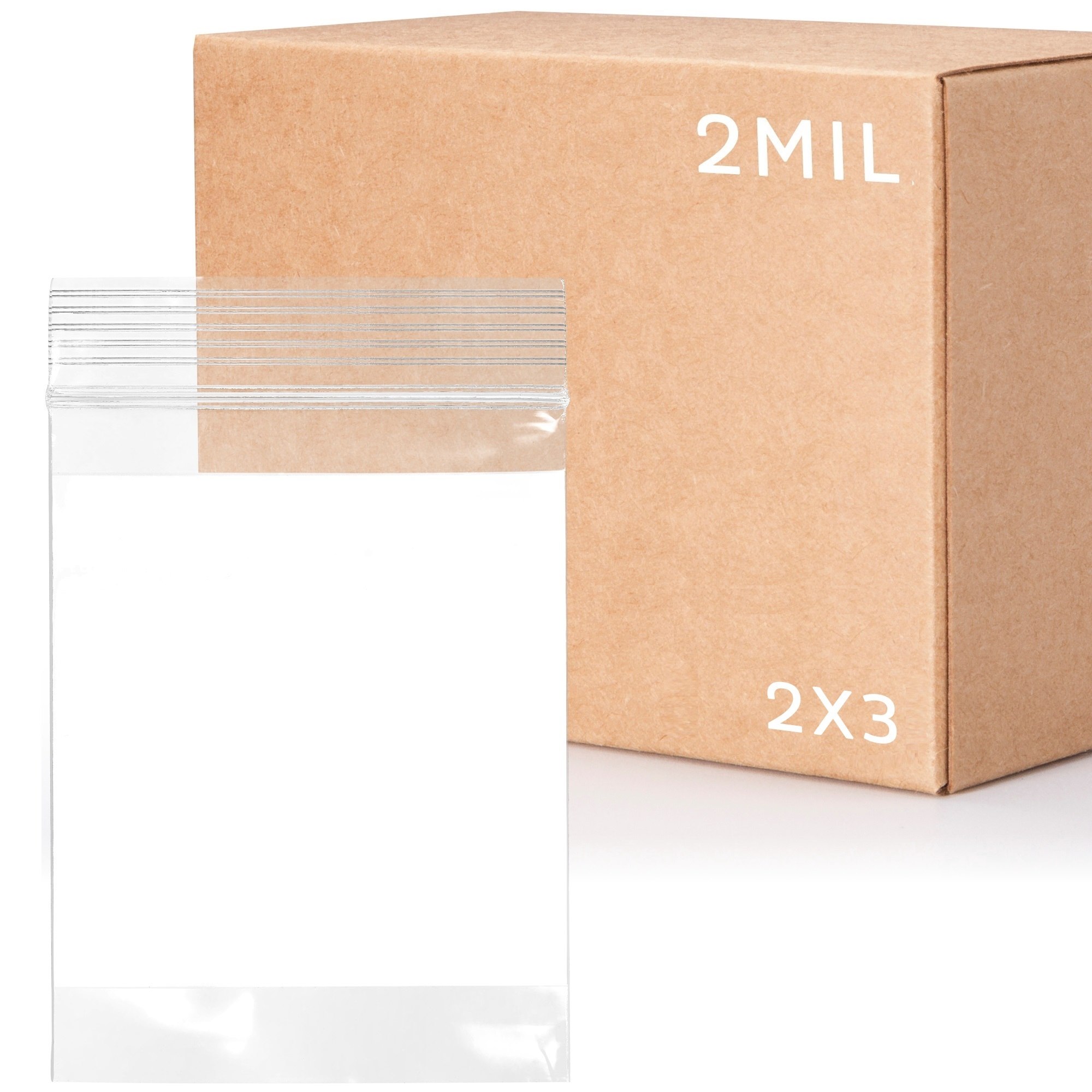 200 Pack Clear White Block Plastic Reclosable Single Zip Poly Bag 3x5-2 mil 