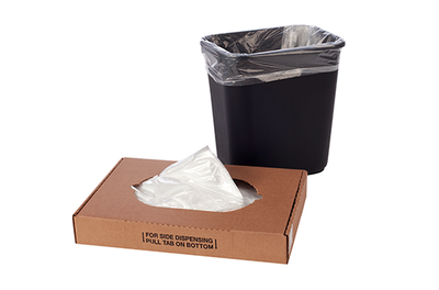 Clear Trash Can Liners, 12-16 Gallon, 24 x 33, 8 MIC, 1000 Per Case