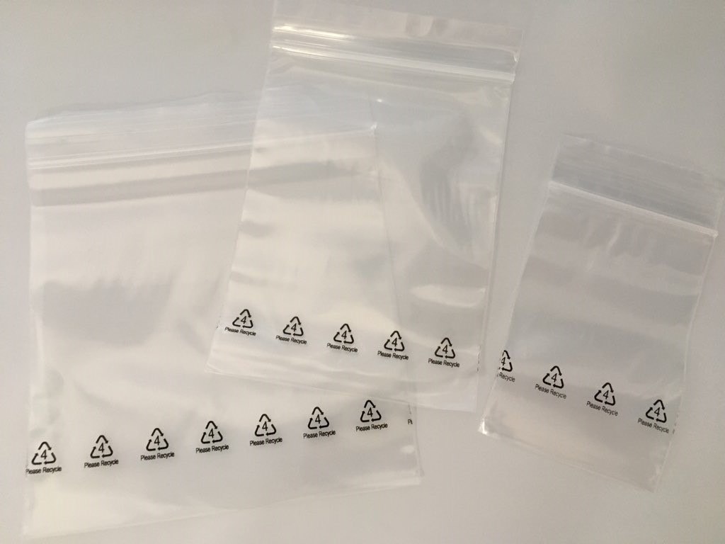 3 x 3, Clear 2 Mil Reclosable Bags with Recycle Logo