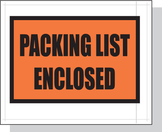 4.5 x 5.5 Packing List Envelope, Printed 'Packing List Enclosed' on full face
