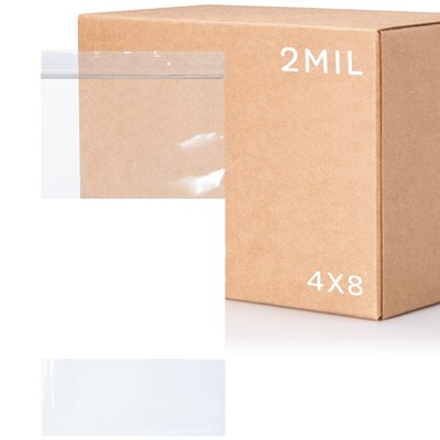 4 x 8, 2 Mil White Block Reclosable Bags