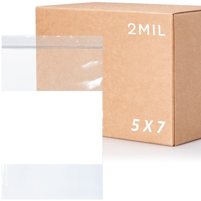 5 x 7, 2 Mil White Block Reclosable Bags