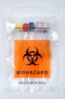 6 x 9, 2 Mil Biohazard Specimen Reclosable Bags with a Pouch