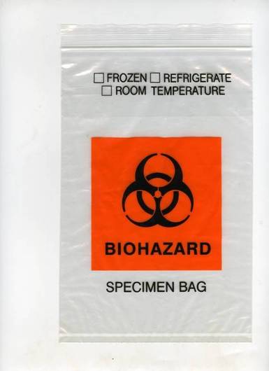 8 x 10, 2 Mil Biohazard Reclosable, With a Pouch