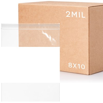 8 x 10, 2 Mil White Block Ziplock Bags