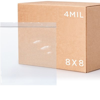 8 x 8, 4 Mil Clear Reclosable Bags