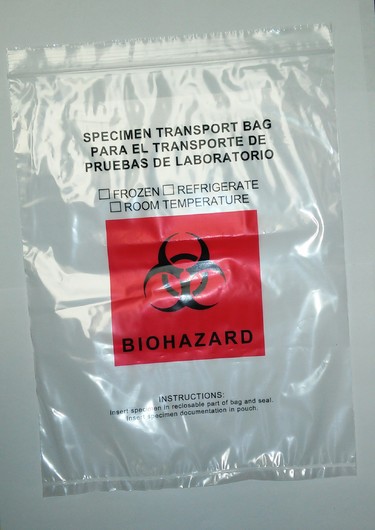 9 x 12, 2 Mil Biohazard Specimen Reclosable Bags, With a Pouch