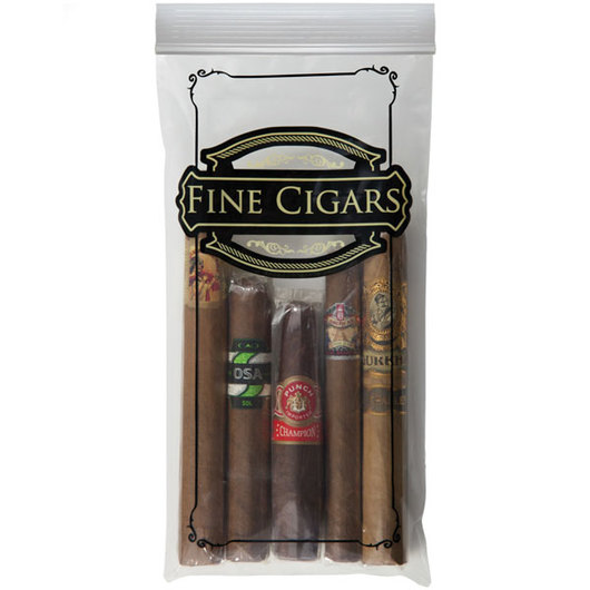 3 x 10, 2 Mil Reclosable Bags Printed 'Fine Cigars'