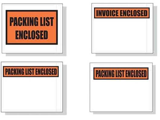 Packing List Envelopes