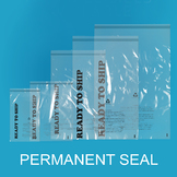 Permanent Self Seal Bags, printed with suffocation warning and 'ready to ship'